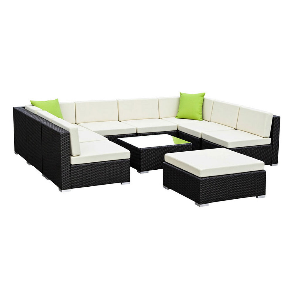 Gardeon 10PC Sofa Set with Storage Cover Outdoor Furniture Wicker