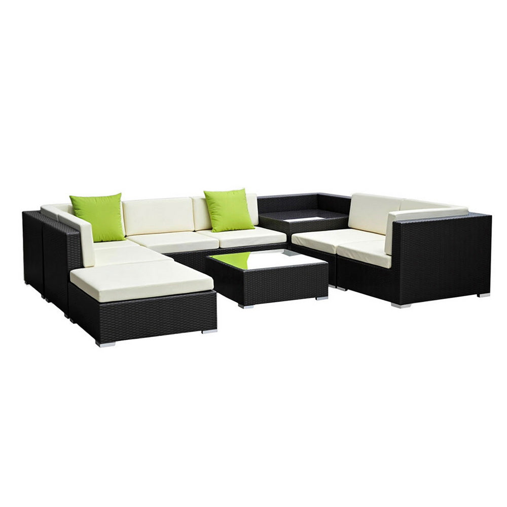 Gardeon 9PC Sofa Set with Storage Cover Outdoor Furniture Wicker