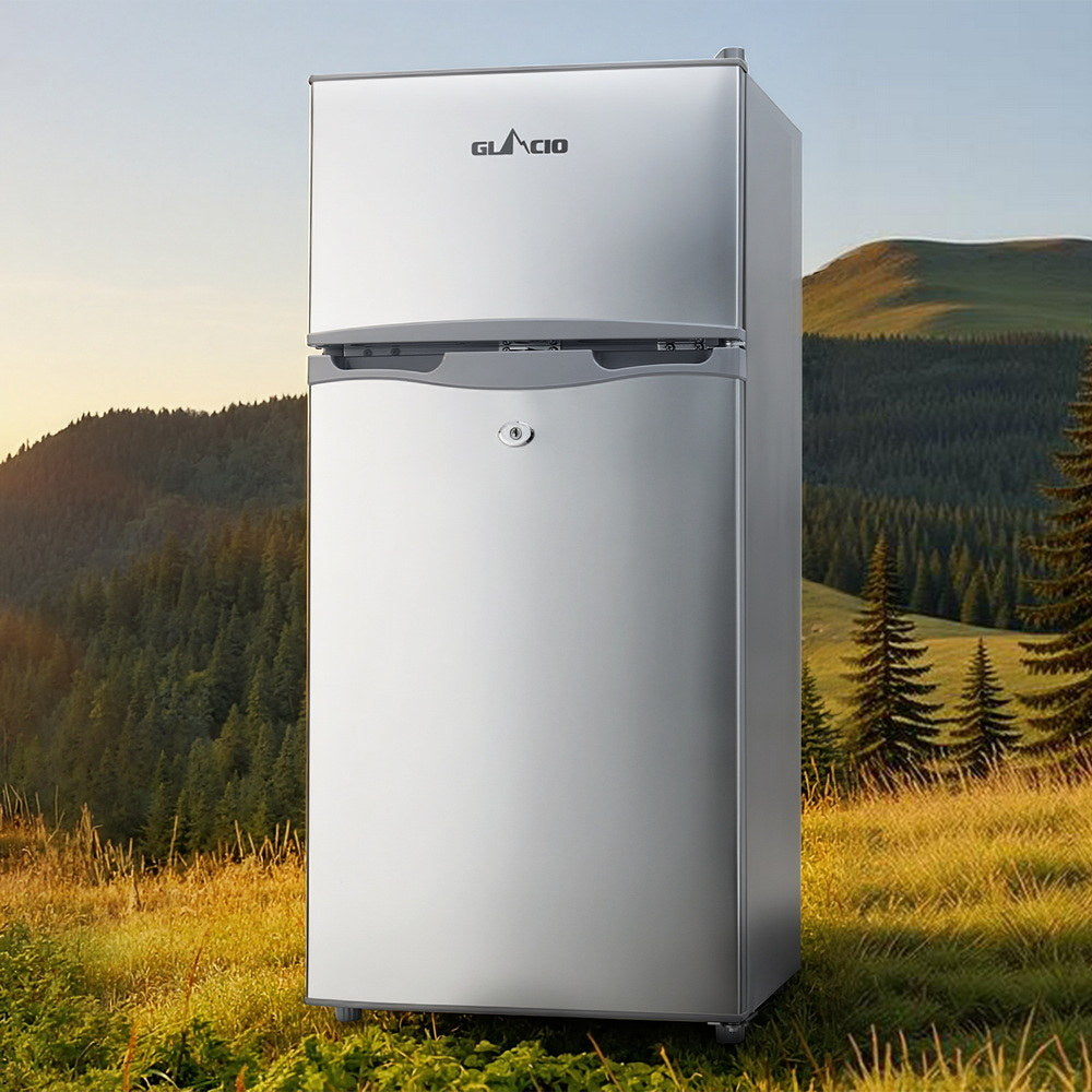 Glacio 100L Portable Fridge Bar Freezer Cooler Upright 12V/24V/240V Caravan Car Silver