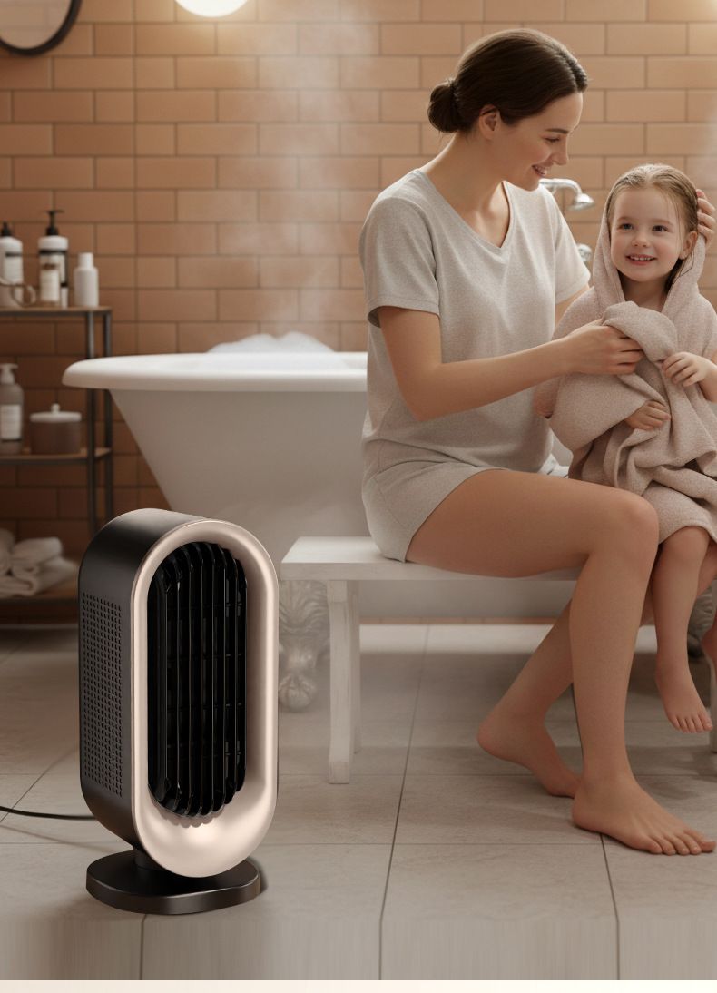 Desktop Vertical Space Heater with Remote Control, Fast Heating PTC Electric Fan Heater, Portable Mini Winter Electric Space Heater for Bedroom Office Home Indoor Heating(White)