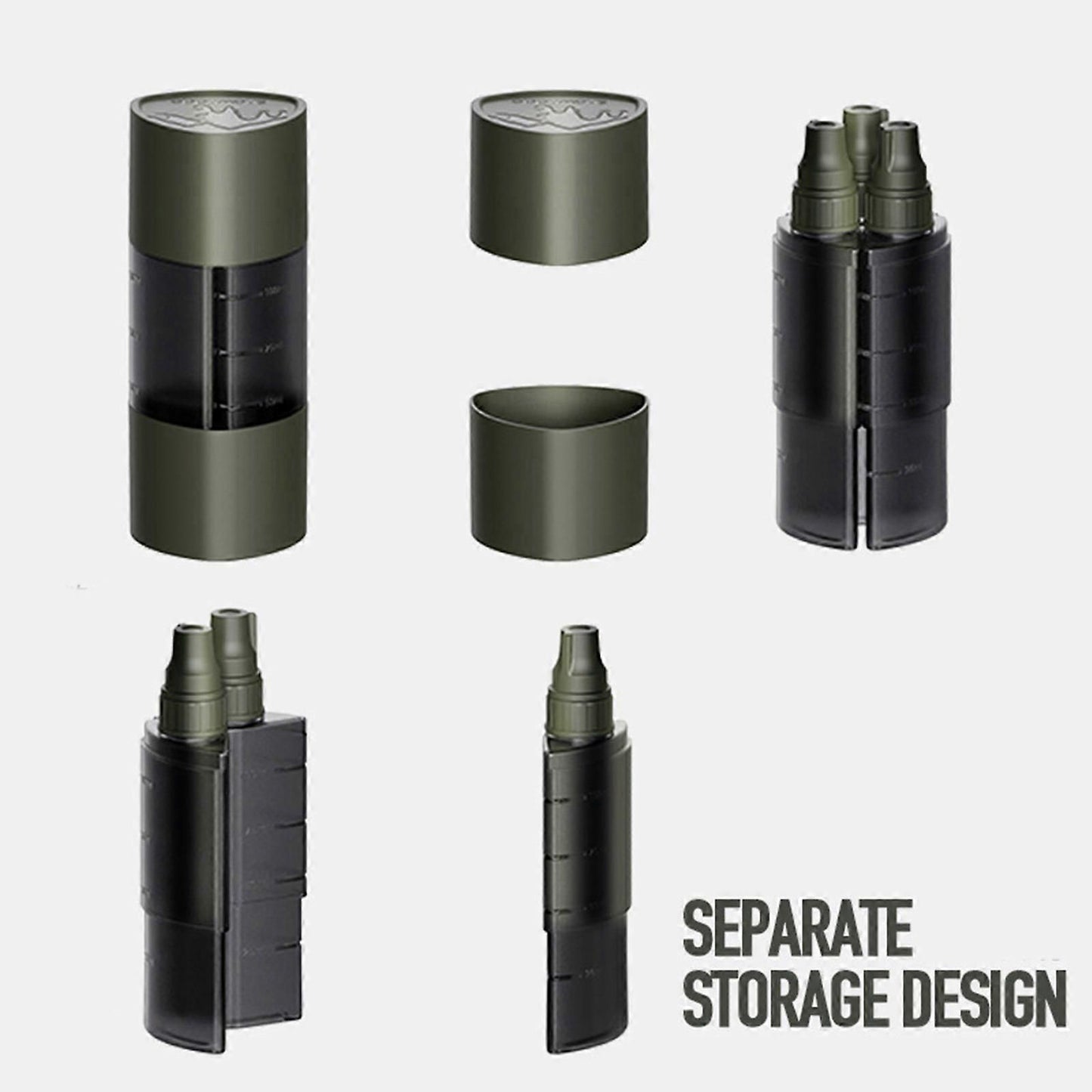 Multifunction Camping Spices Container Seasoning Bottle Spices Jar for Outdoor Camping BBQ with Leakproof Sealing Caps Black