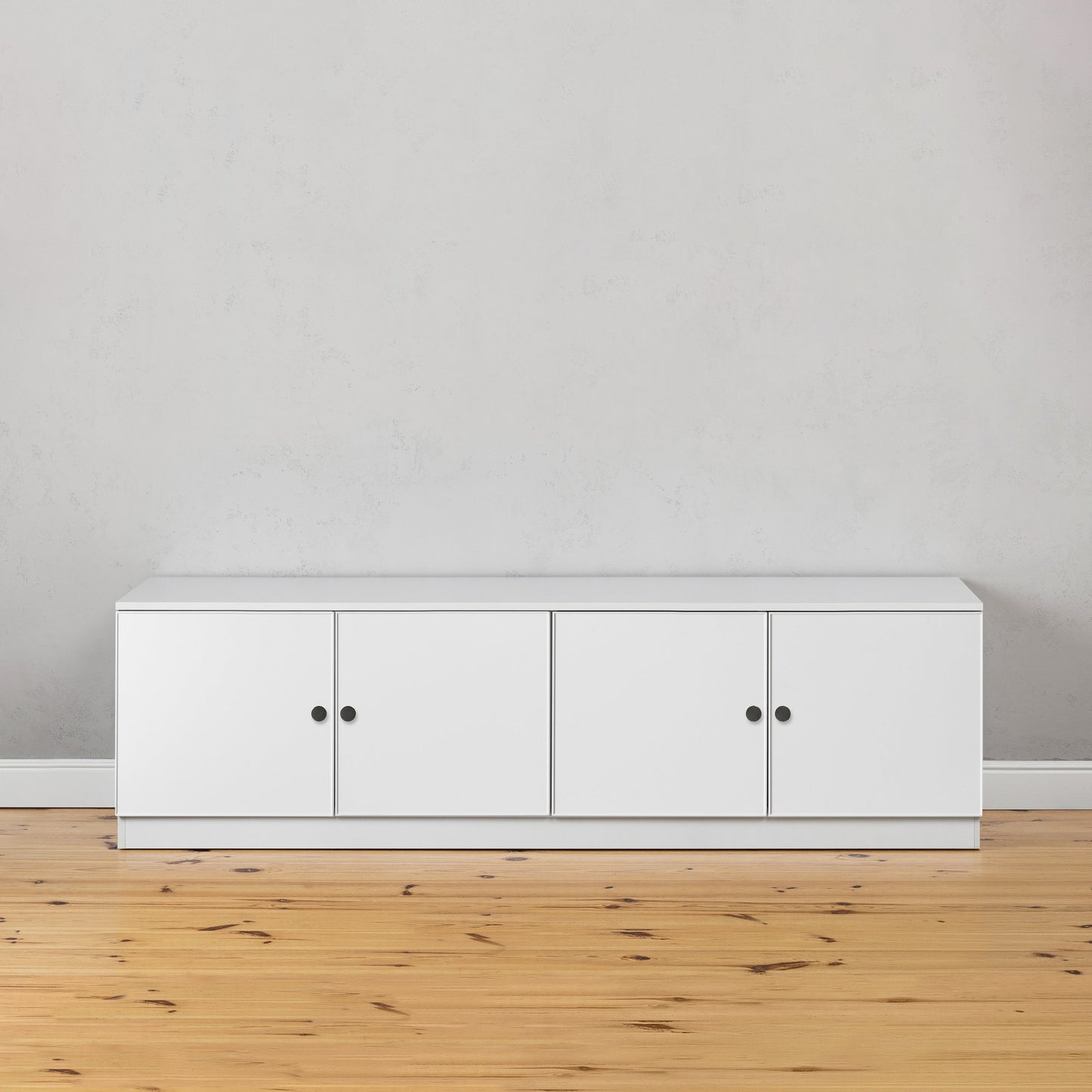 BUCHAREST TV UNIT- WHITE - SLIM - ROUND BLACK