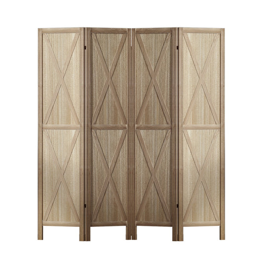 Artiss Silon Room Divider Screen Privacy Wood Dividers Stand 4 Panel Brown