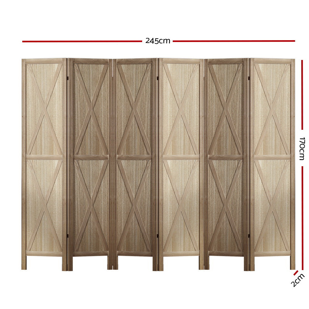 Artiss Silon Room Divider Screen Privacy Wood Dividers Stand 6 Panel Brown