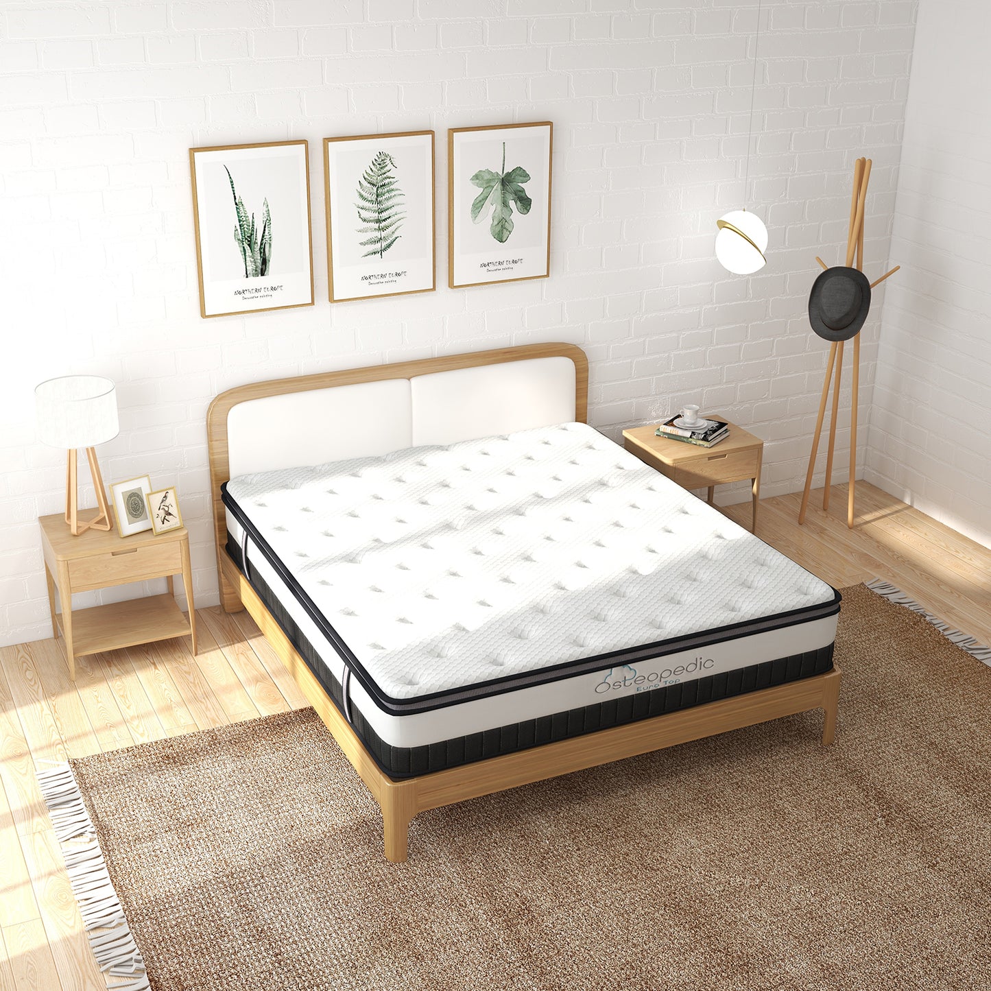 Osteopedic Euro Top Mattress Pocket Spring Medium Firm Hybrid Design Bed 30CM - Single - White