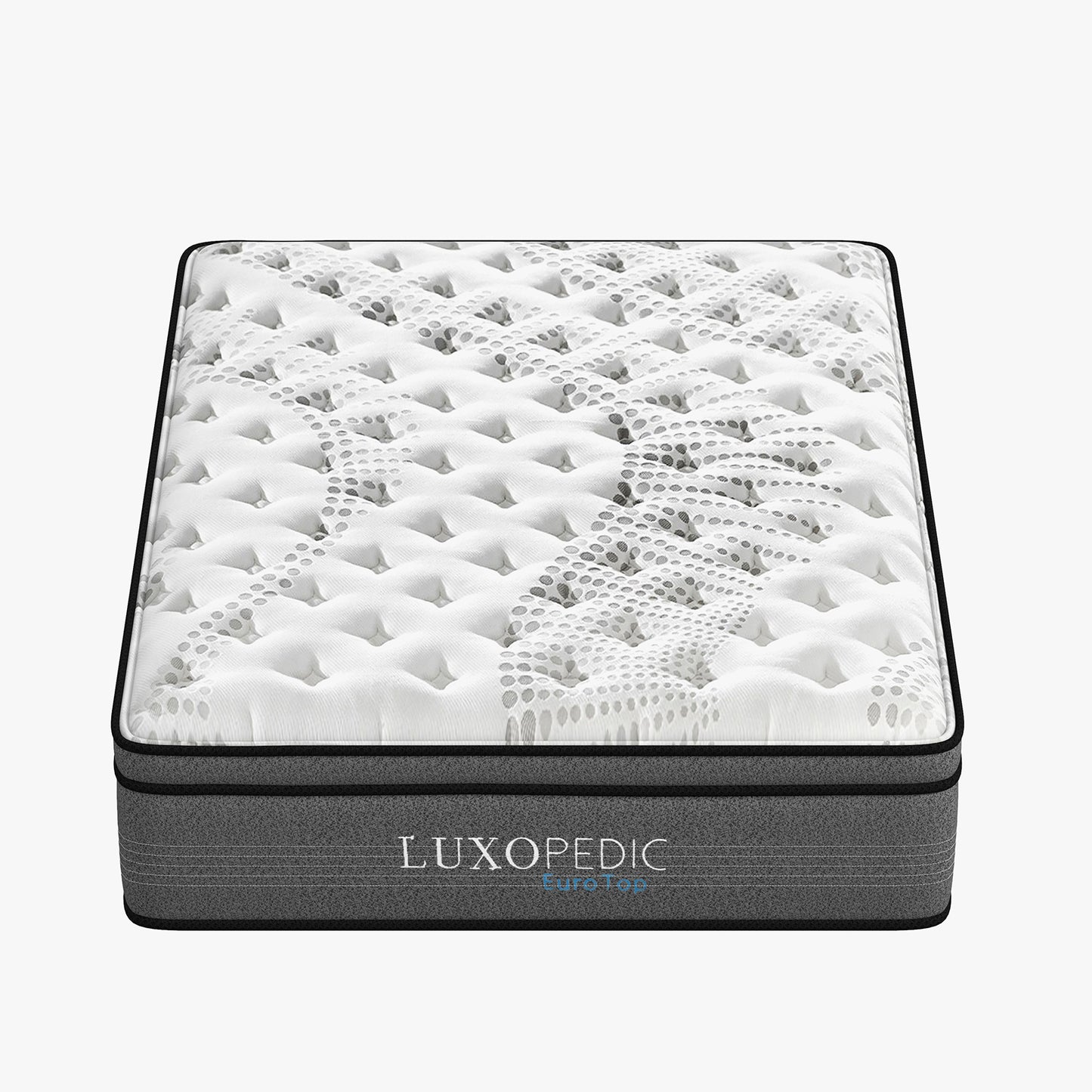 Luxopedic Pocket Spring Mattress 5 Zone 32CM Euro Top Memory Foam Medium Firm - King - White Grey
