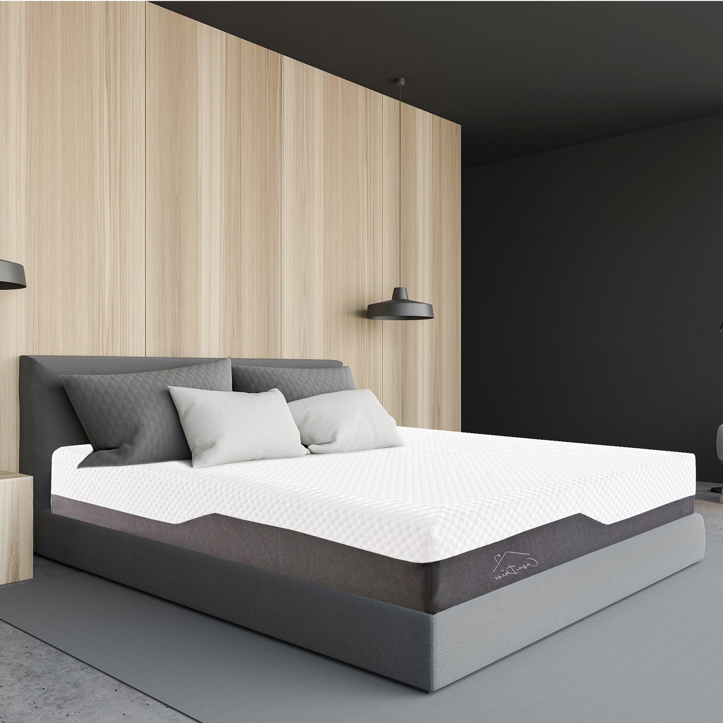 Casa Decor Memory Foam Luxe Hybrid Mattress Cool Gel 25cm Depth Medium Firm - Queen - White Charcoal Grey