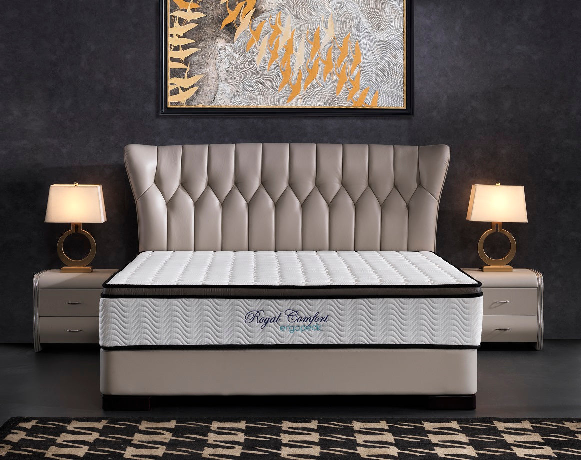Ergopedic Mattress 5 Zone Latex Pocket Spring Mattress In A Box 30cm - King - White Grey Black