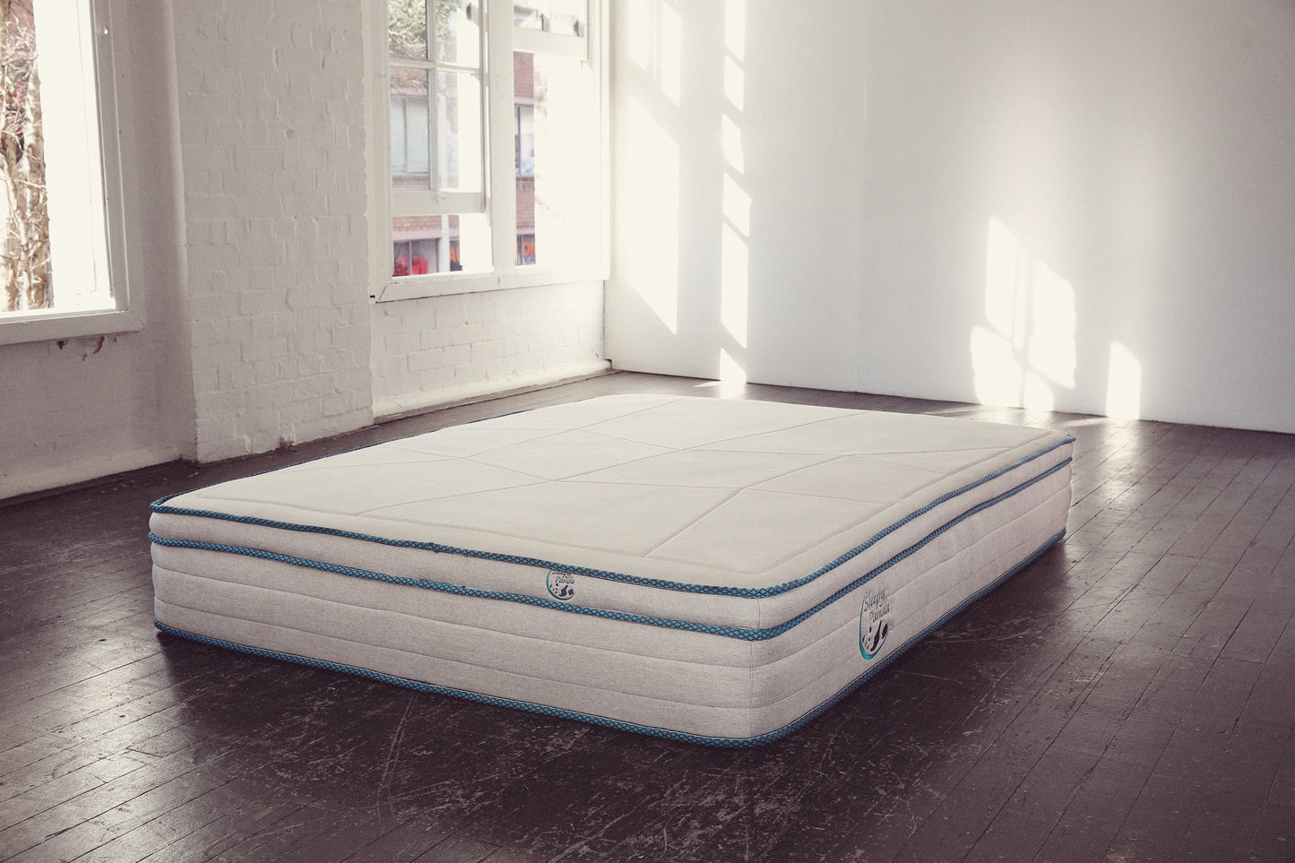 Sleepy Panda Mattress 5 Zone Pocket Spring EuroTop Medium Firm 30cm Thickness - Single - White Grey Blue
