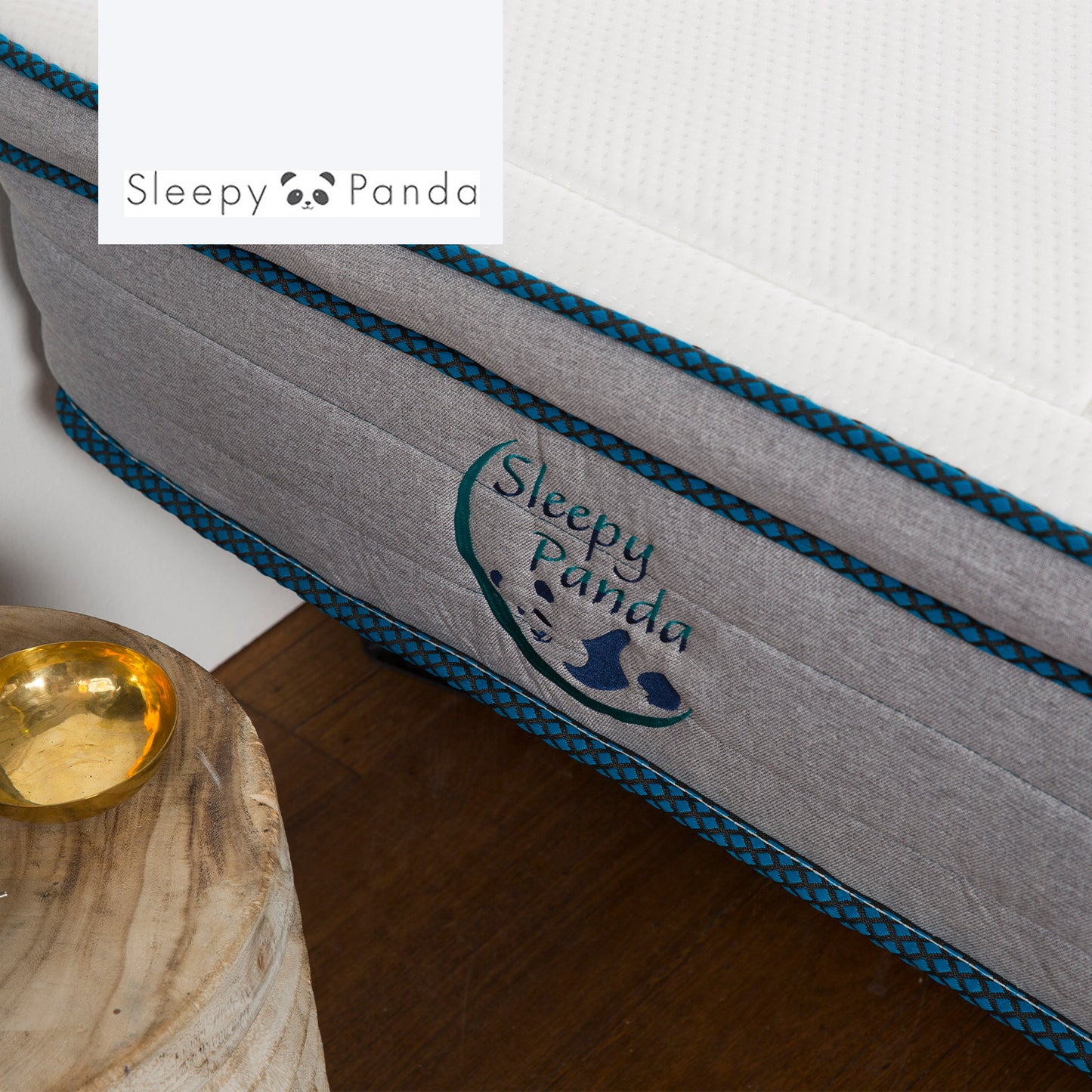 Sleepy Panda Mattress 5 Zone Pocket Spring EuroTop Medium Firm 30cm Thickness - Double - White Grey Blue
