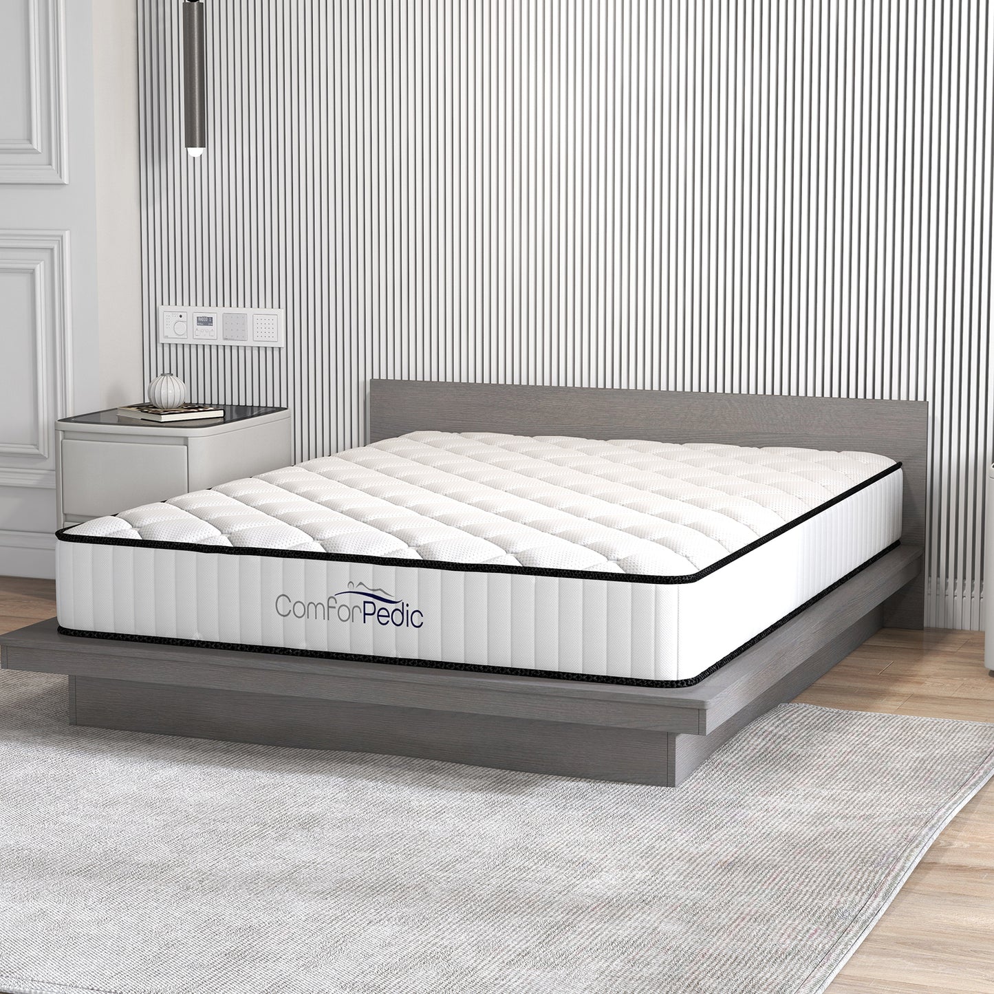 Comforpedic Mattress 5 Zone Medium Support Foam Bonnell Spring 21CM - King Single - White Black