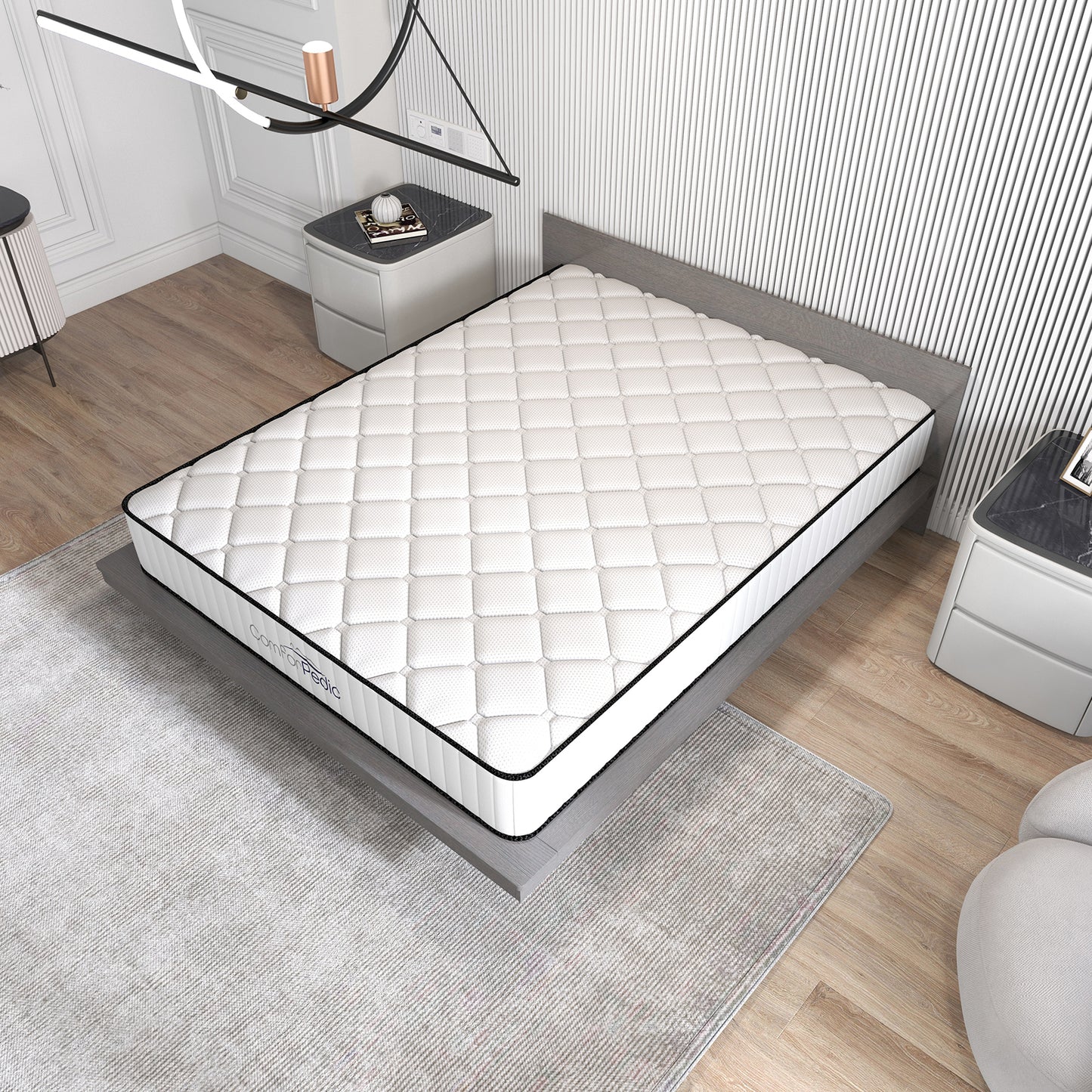 Comforpedic Mattress 5 Zone Medium Support Foam Bonnell Spring 21CM - King Single - White Black