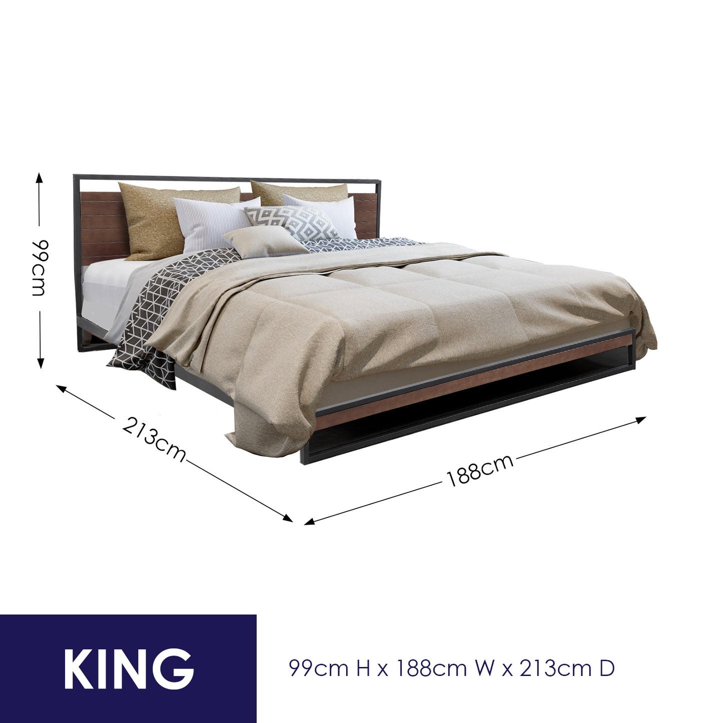 Azure Wood Bed Frame With Comforpedic Mattress Package Deal Bedroom Set - King - White Brown