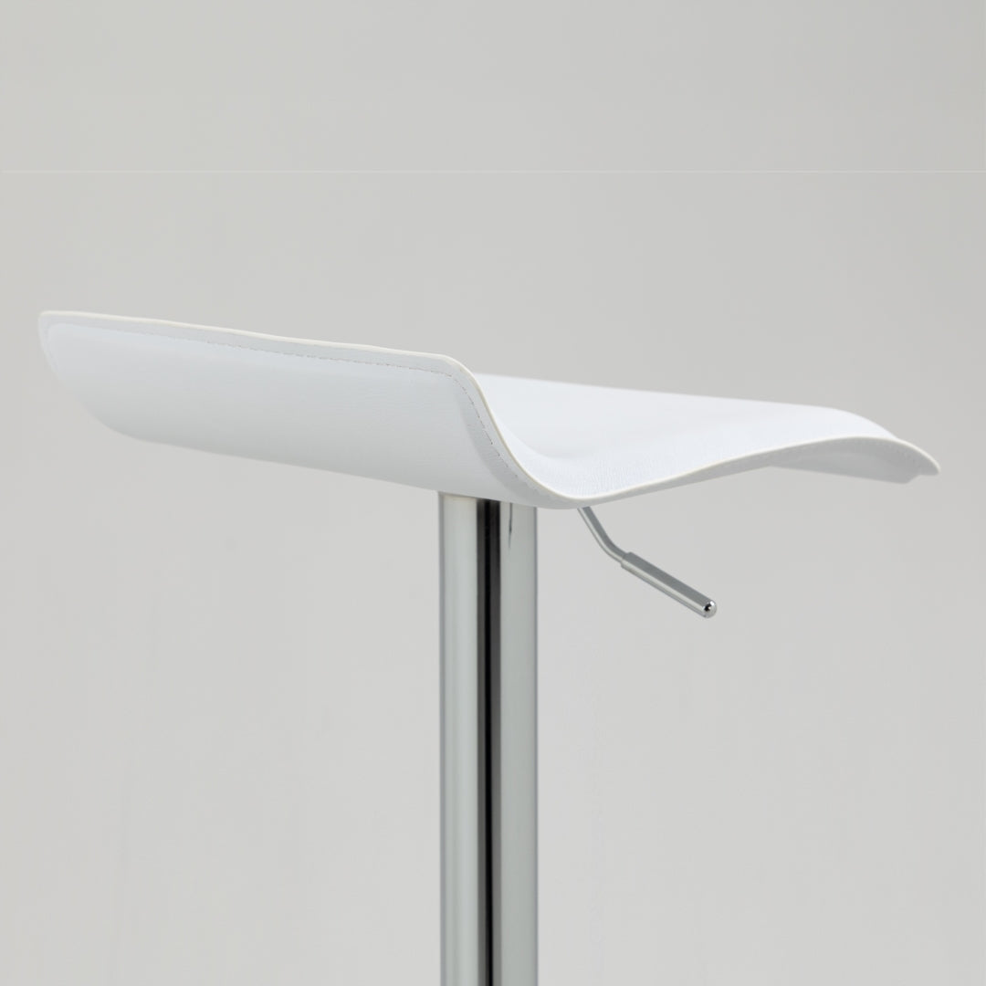 2x Counter Height Faux Leather Upholstered Adjustable Height Swivel Bar Stools -White