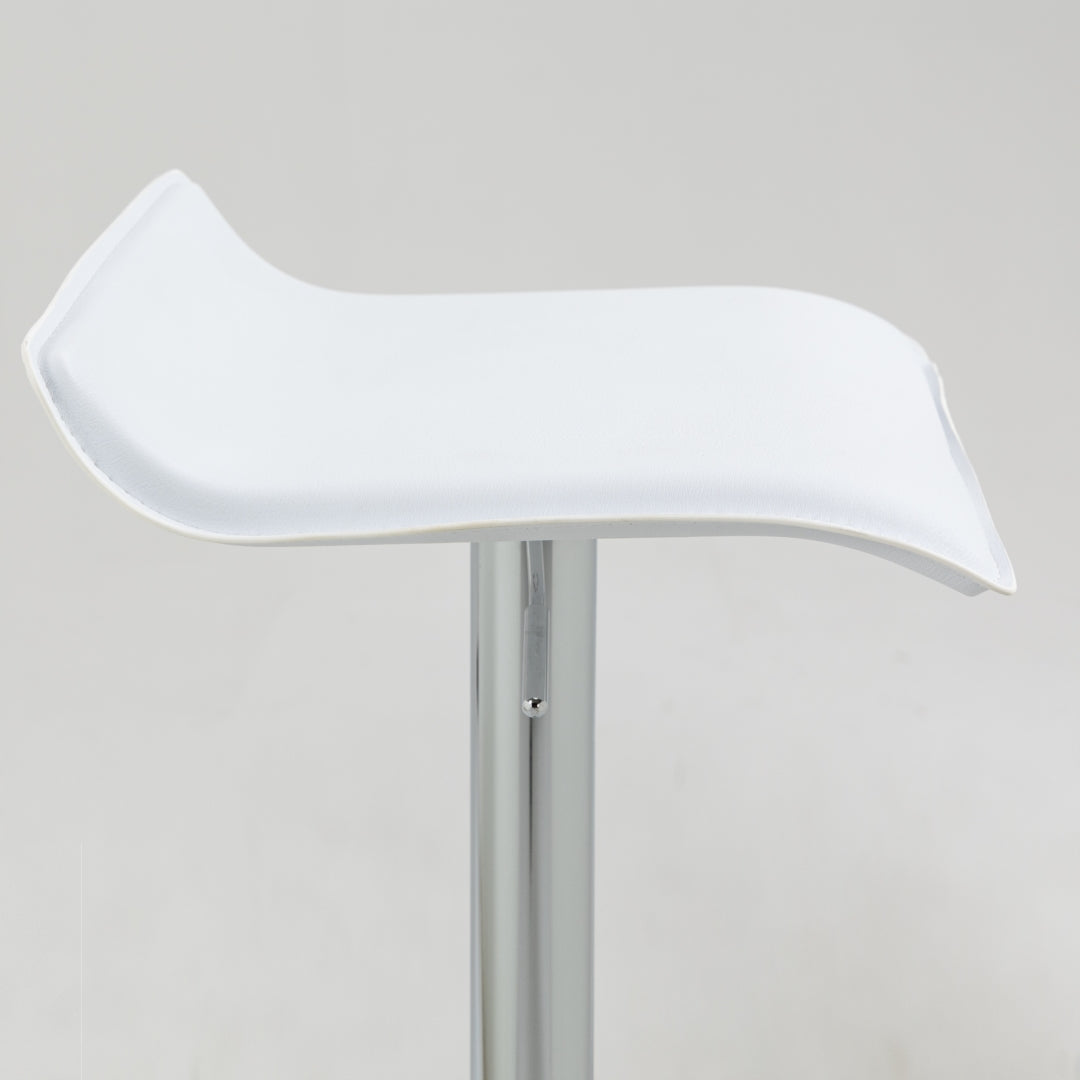 2x Counter Height Faux Leather Upholstered Adjustable Height Swivel Bar Stools -White