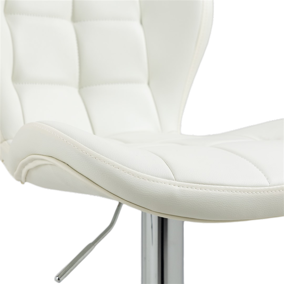 2x Counter Height PU Leather Upholstered Adjustable Height Swivel Bar Stools -White