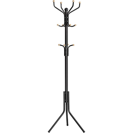 SONGMICS Metal Coat Rack 182 cm Tall Hall Tree Black RCR19B
