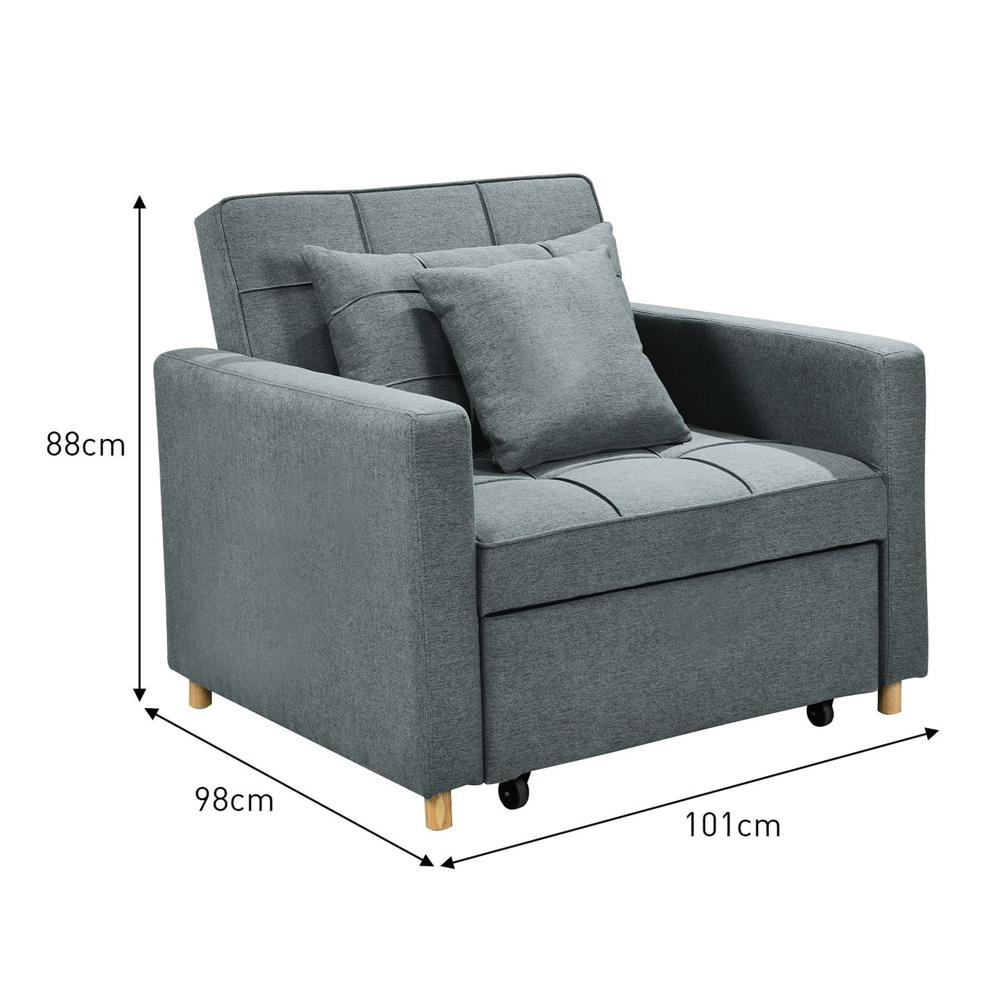 Sarantino Suri 3-in-1 Convertible Sofa Chair Bed - Airforce Blue