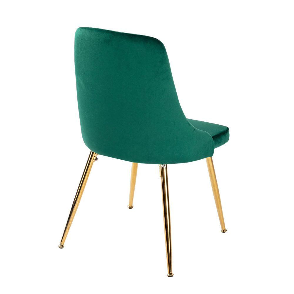 Dining Set Rectangle Natural Table with 6 Green Velvet Chair