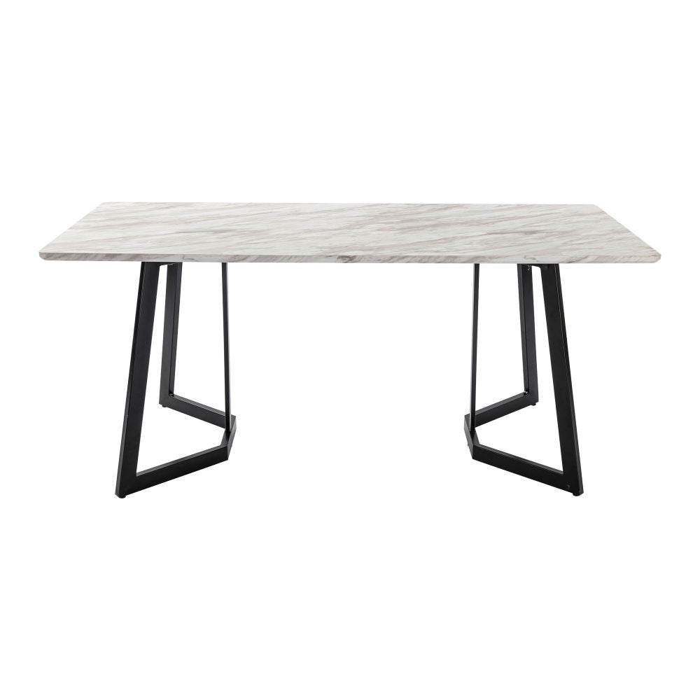 Rectangular Marble-Effect Table and Blue Velvet Dining Chair Sets