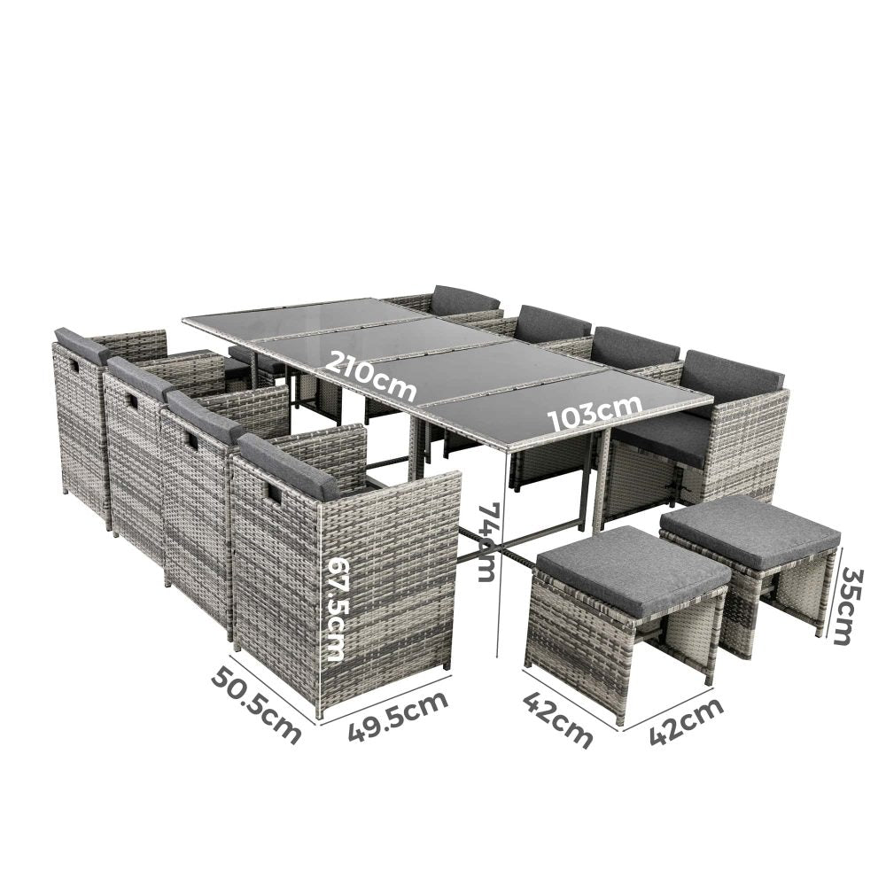 Bali 13PC Outdoor Dining Set - Grey
