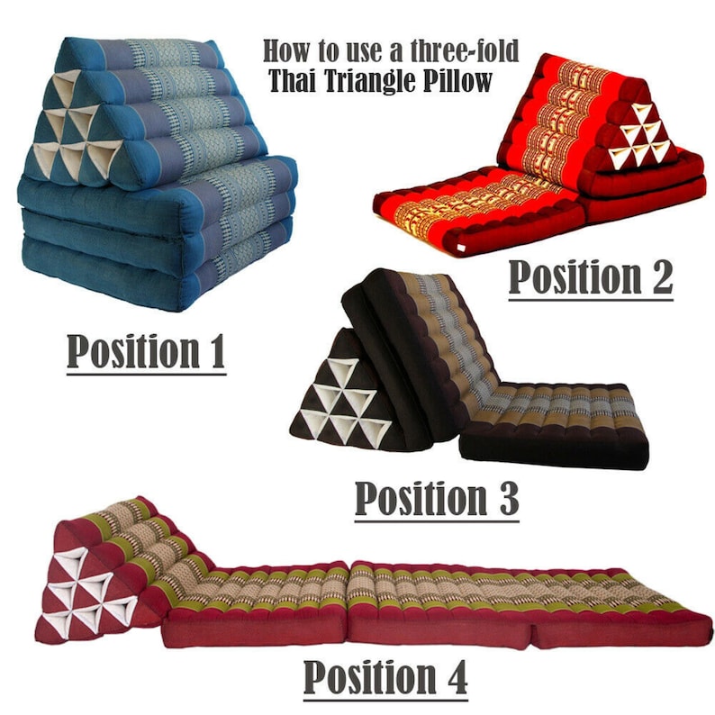 Jumbo Thai Triangle Pillow BLUE 3-Folds comfort with backrest Cushion -100% Kapok Fibre-JUMBO XXL -ONLY RED IN STOCK NOW!