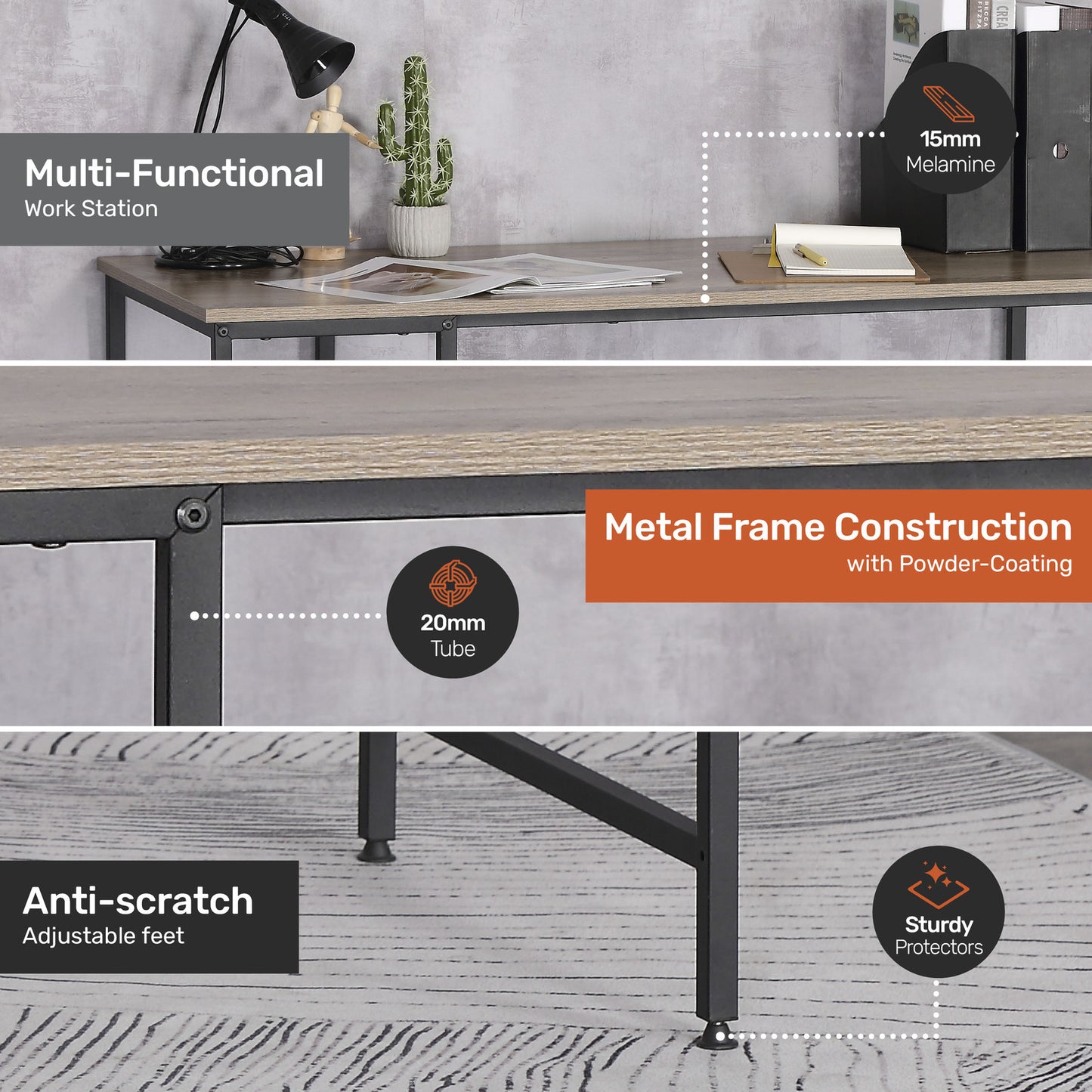 Home Master Office Desk & Storage Shelves 2 Tier Stylish Modern Design 77cm