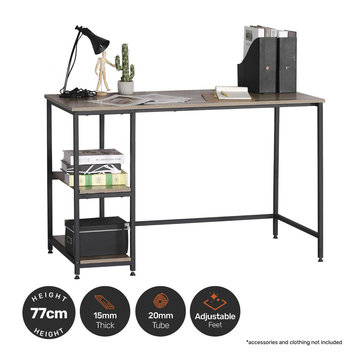Home Master Office Desk & Storage Shelves 2 Tier Stylish Modern Design 77cm