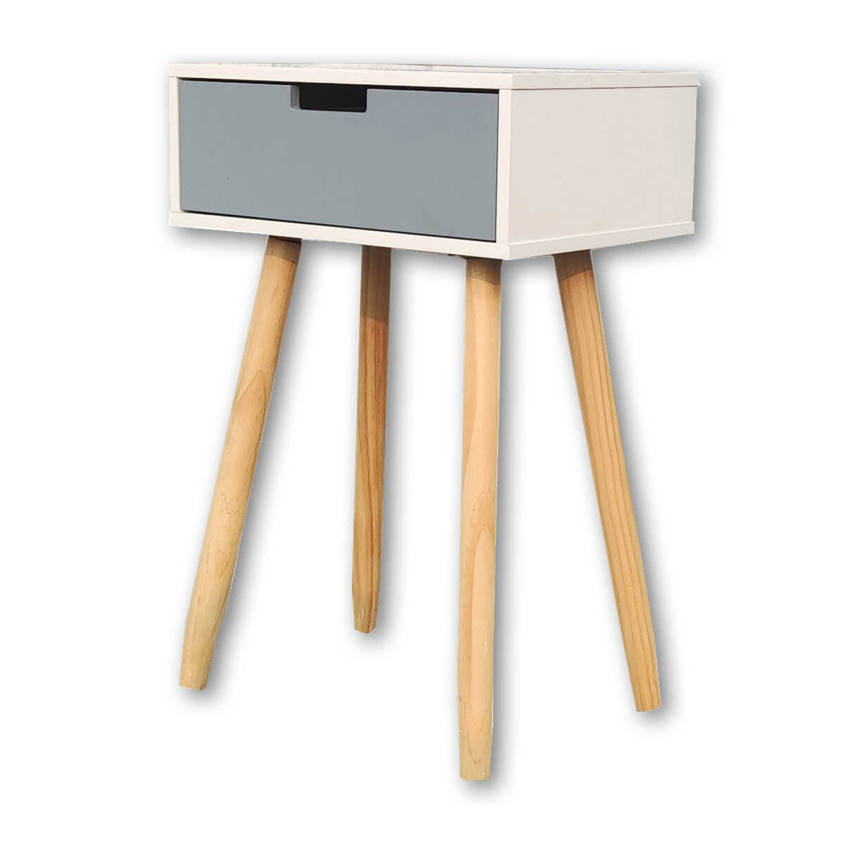 Home Master 1 Drawer Side Table Modern Sleek & Stylish Neutral Design 61cm