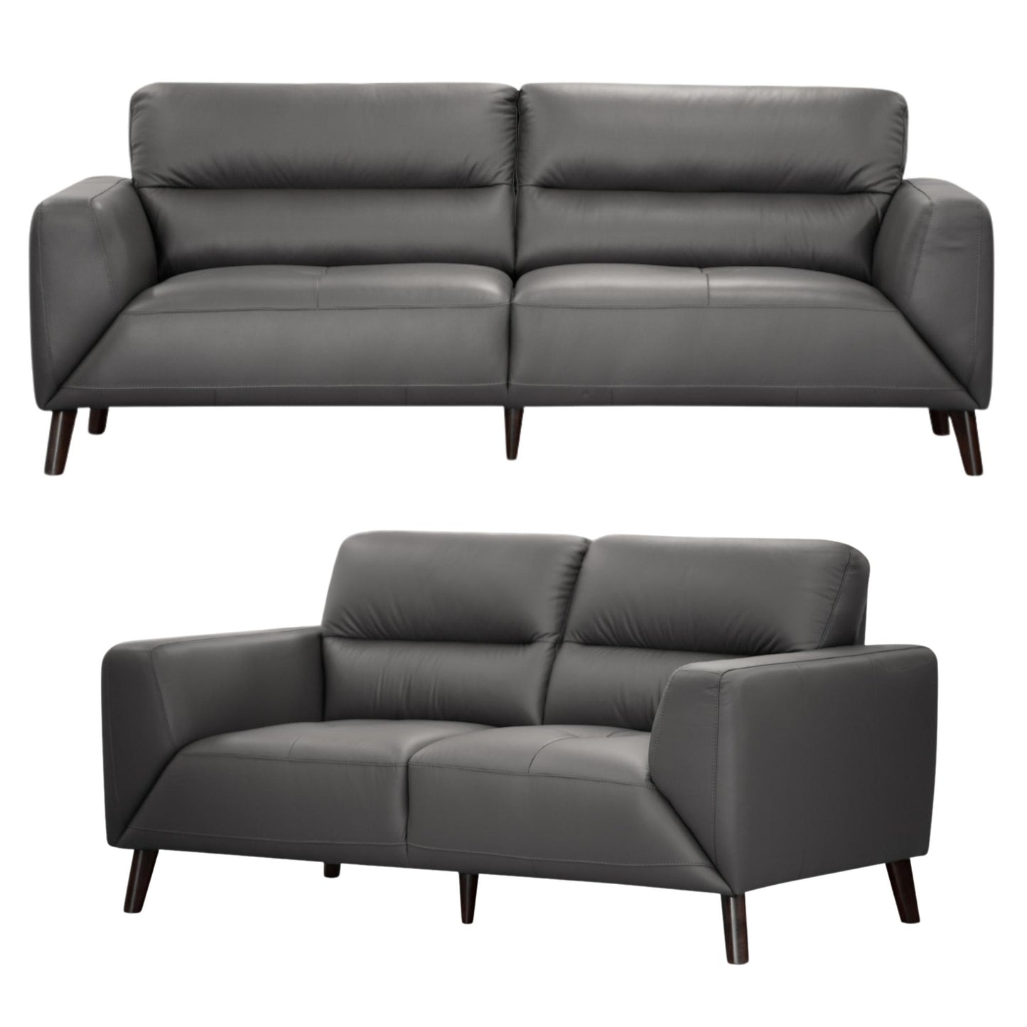 Downy Genuine Leather Sofa Set 3 + 2 Seater Upholstered Lounge Couch - Gunmetal