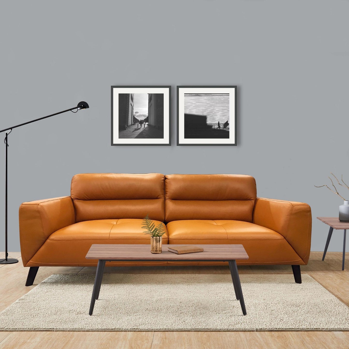 Downy Genuine Leather Sofa Set 3 + 2 Seater Upholstered Lounge Couch Tangerine