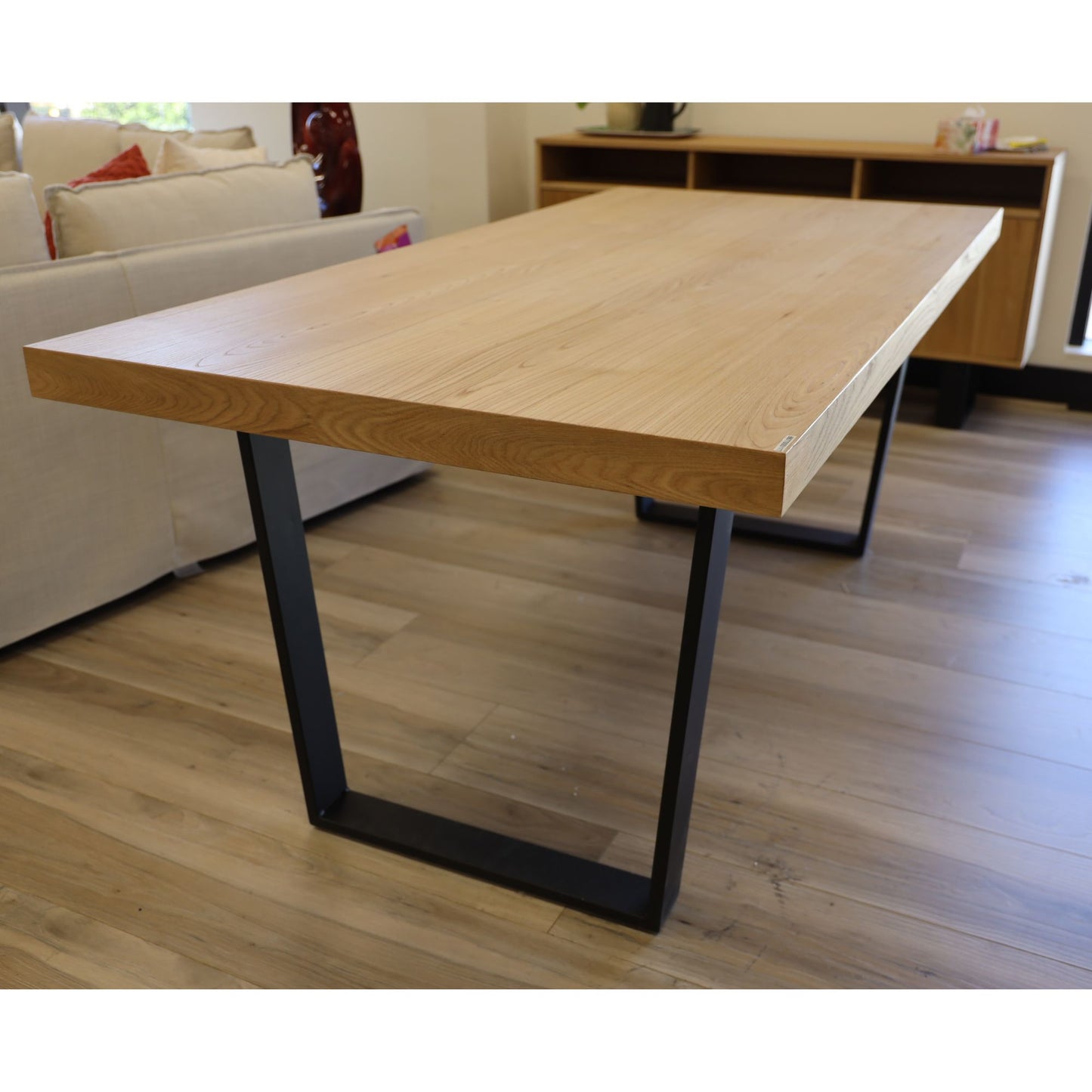 Petunia 9pc 210cm Dining Table Set 8 Wishbone Chair Elm Timber Wood Metal Leg
