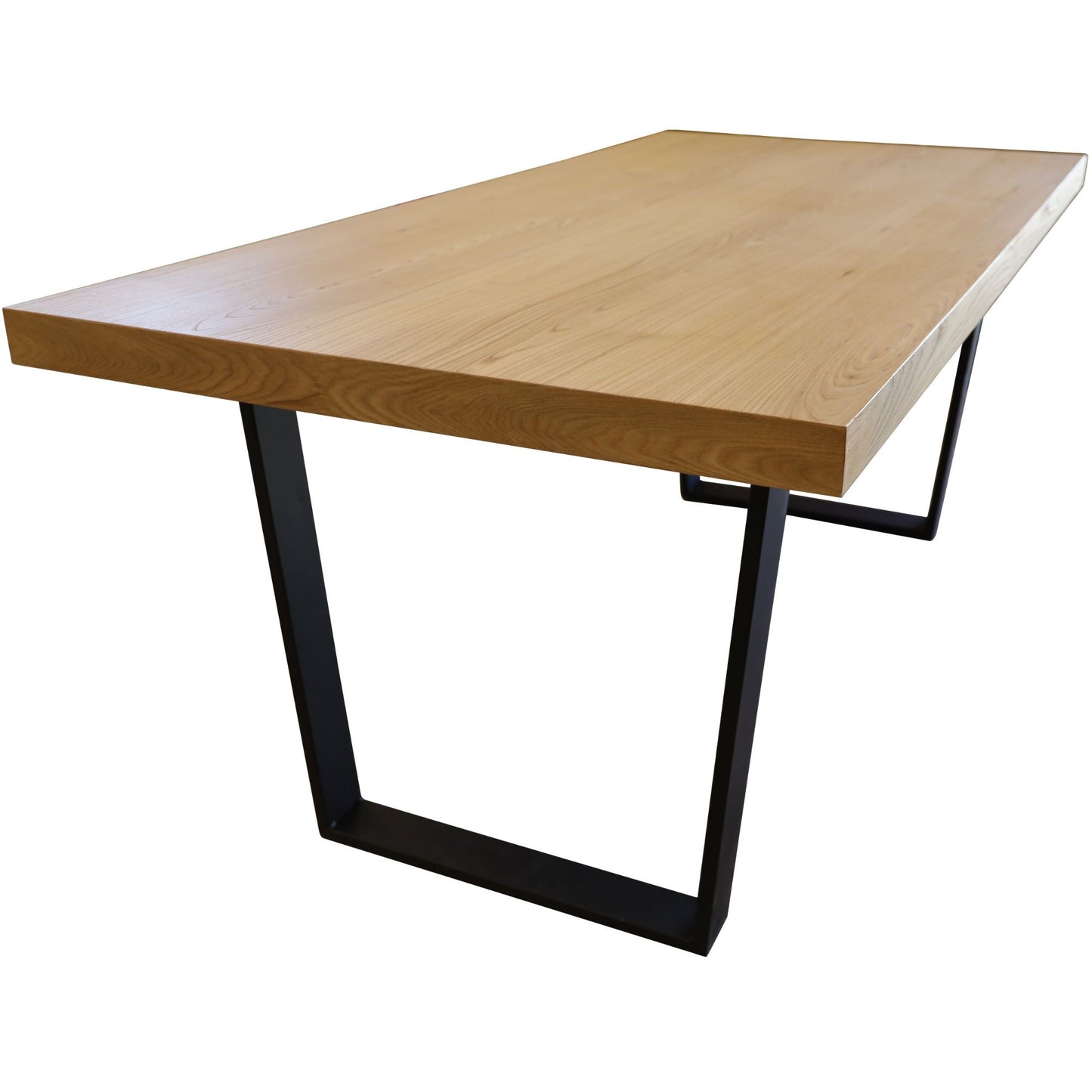 Petunia Dining Table 210cm Elm Timber Wood Black Metal Leg - Natural