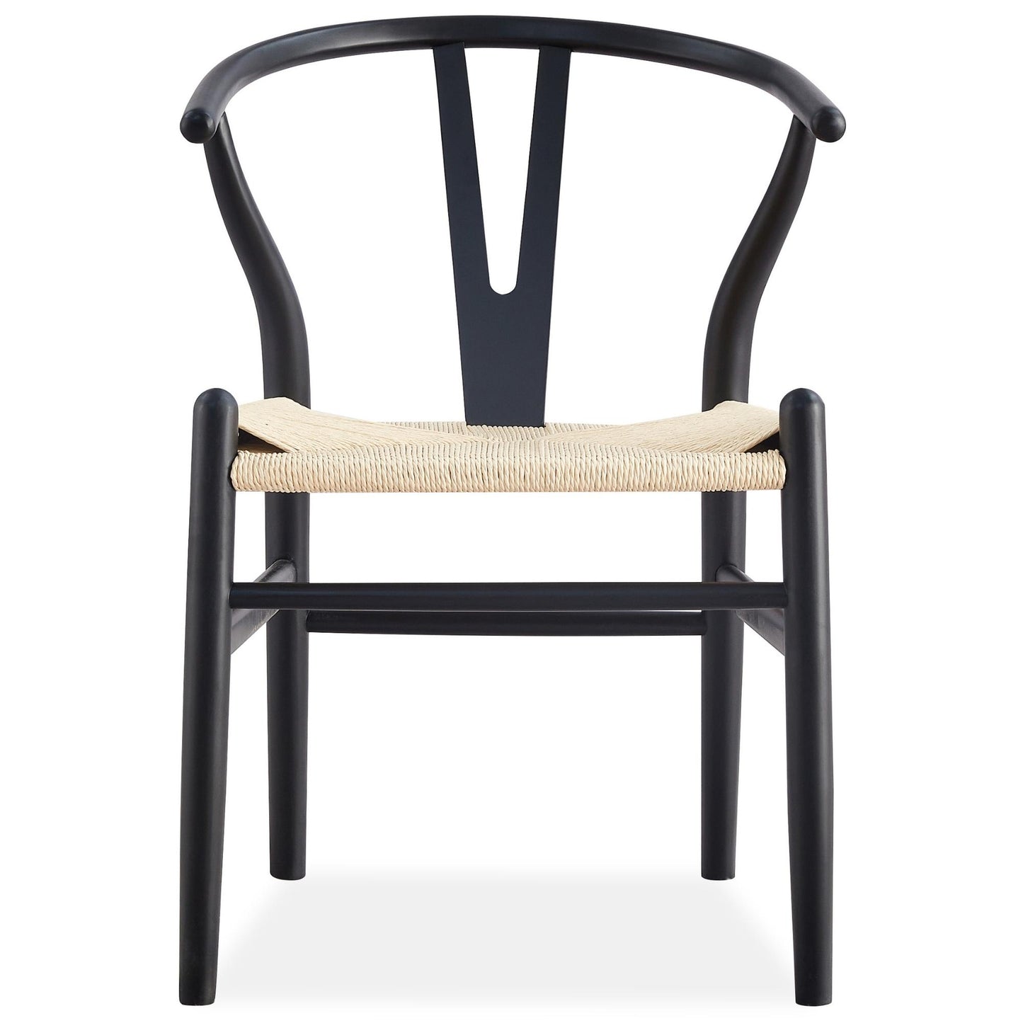 Anemone Set of 8 Wishbone Dining Chair Beech Timber Replica Hans Wenger - Black