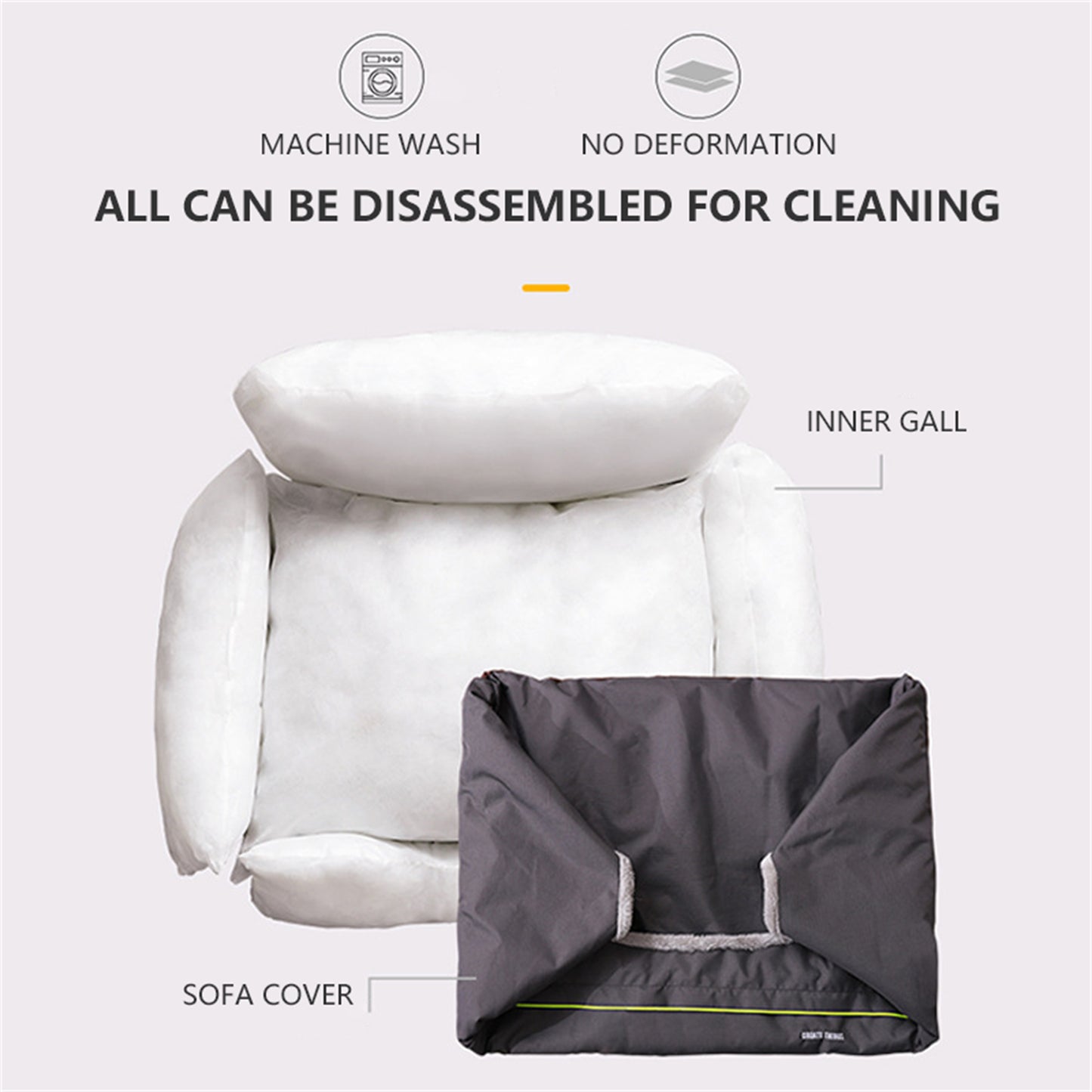 Sofa-Style Dog Bed Waterproof Washable Soft High Back Comfy Sleeping Kennel XL