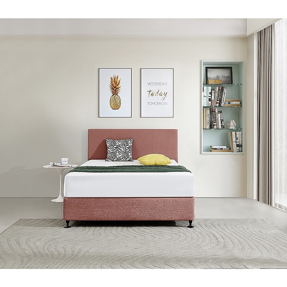 Linen Fabric Double Bed Deluxe Headboard Bedhead - Pearl Copper Brown