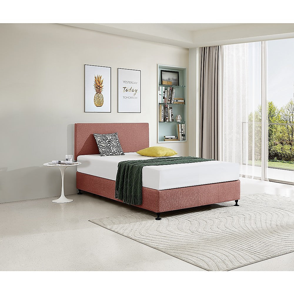 Linen Fabric Double Bed Deluxe Headboard Bedhead - Pearl Copper Brown