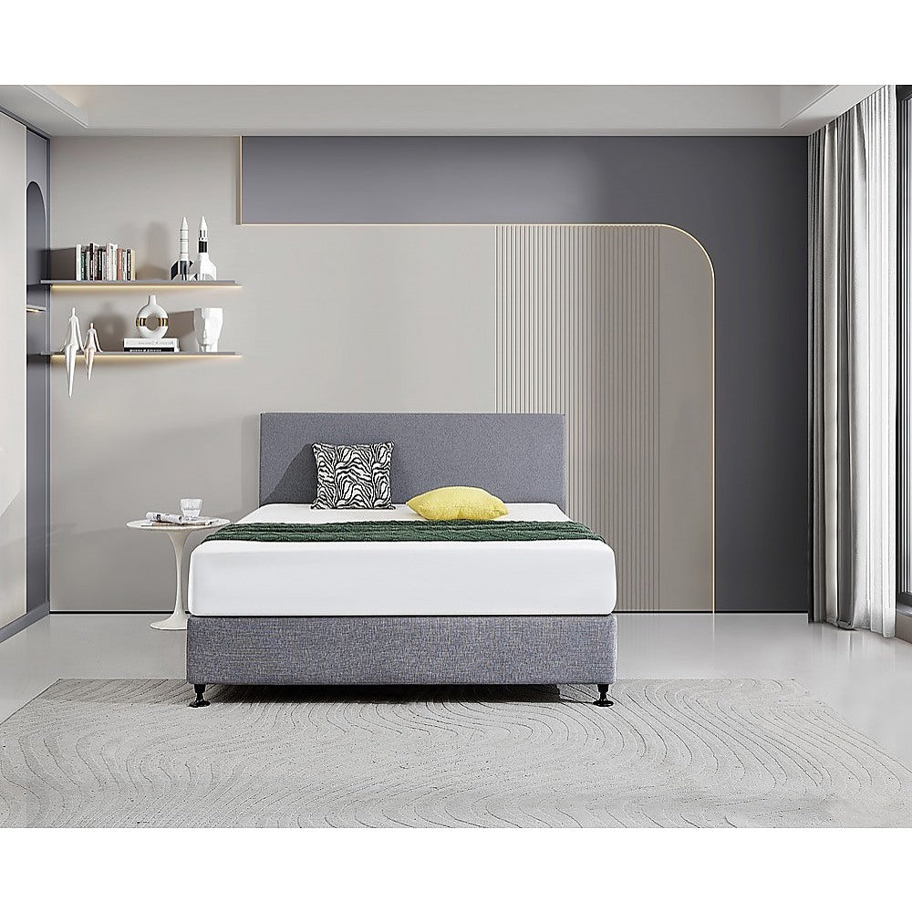 Linen Fabric Queen Bed Deluxe Headboard Bedhead - Slate Ash
