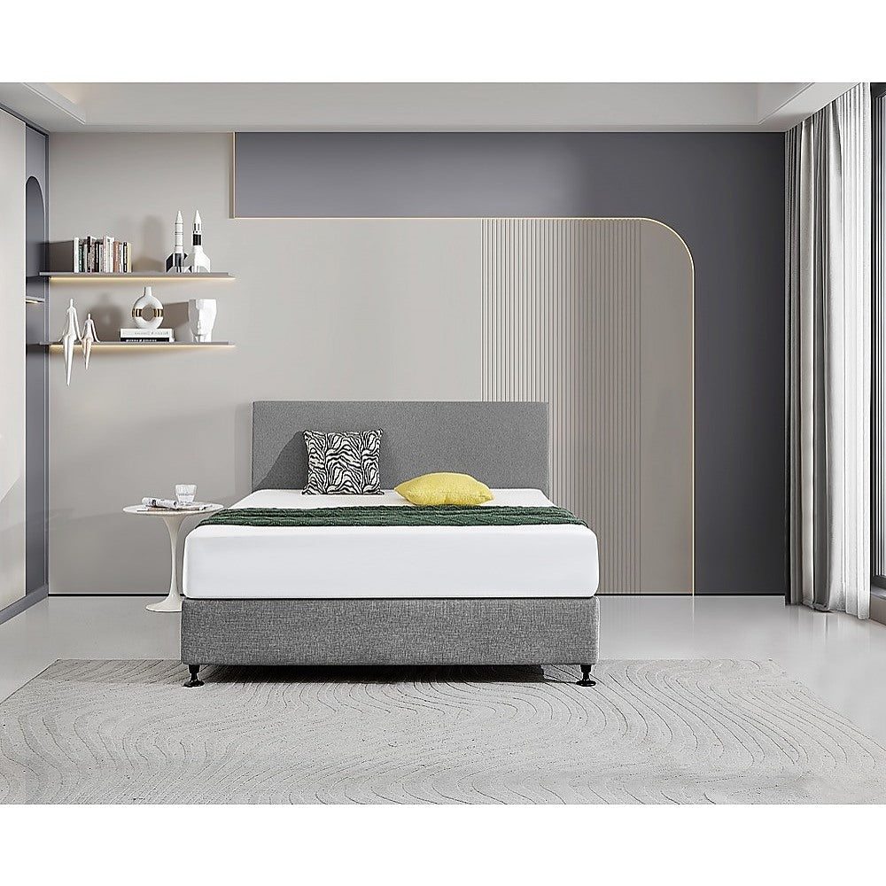 Linen Fabric Queen Bed Deluxe Headboard Bedhead - Night Ash