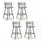 Artiss 4x Bar Stools Kitchen Dining Chair Counter Stool Woven Velvet Metal Ivory