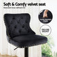 Artiss 2x Velvet Bar Stool Adjustable Height Nailhead Trim Kitchen Counter Stool