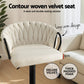 Artiss 1x Bar Stool Single Kitchen Dining Chair Counter Stool Woven Velvet Ivory