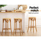 Artiss Bar Stools Wooden Stool Counter Chair Kitchen Barstools Rattan Seat