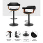 Artiss Bar Stool Curved Gas Lift PU Leather - Black and Wood