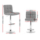 Artiss 2x Bar Stools Kitchen Dining Chairs Counter Stool Gas Lift Fabric Grey