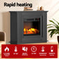 Devanti 2000W Electric Fireplace Mantle Portable Fire Log Wood Heater 3D Flame Effect Black