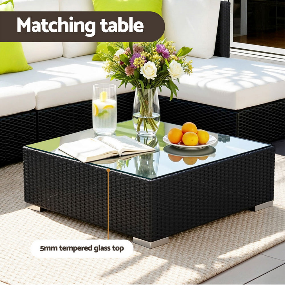 Gardeon 10PC Sofa Set with Storage Cover Outdoor Furniture Wicker