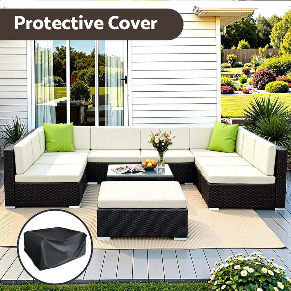 Gardeon 10PC Sofa Set with Storage Cover Outdoor Furniture Wicker