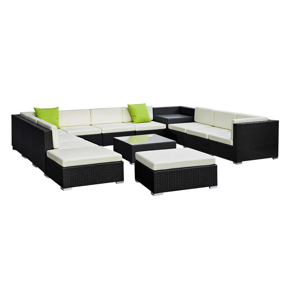 Gardeon 13PC Sofa Set with Storage Cover Outdoor Furniture Wicker