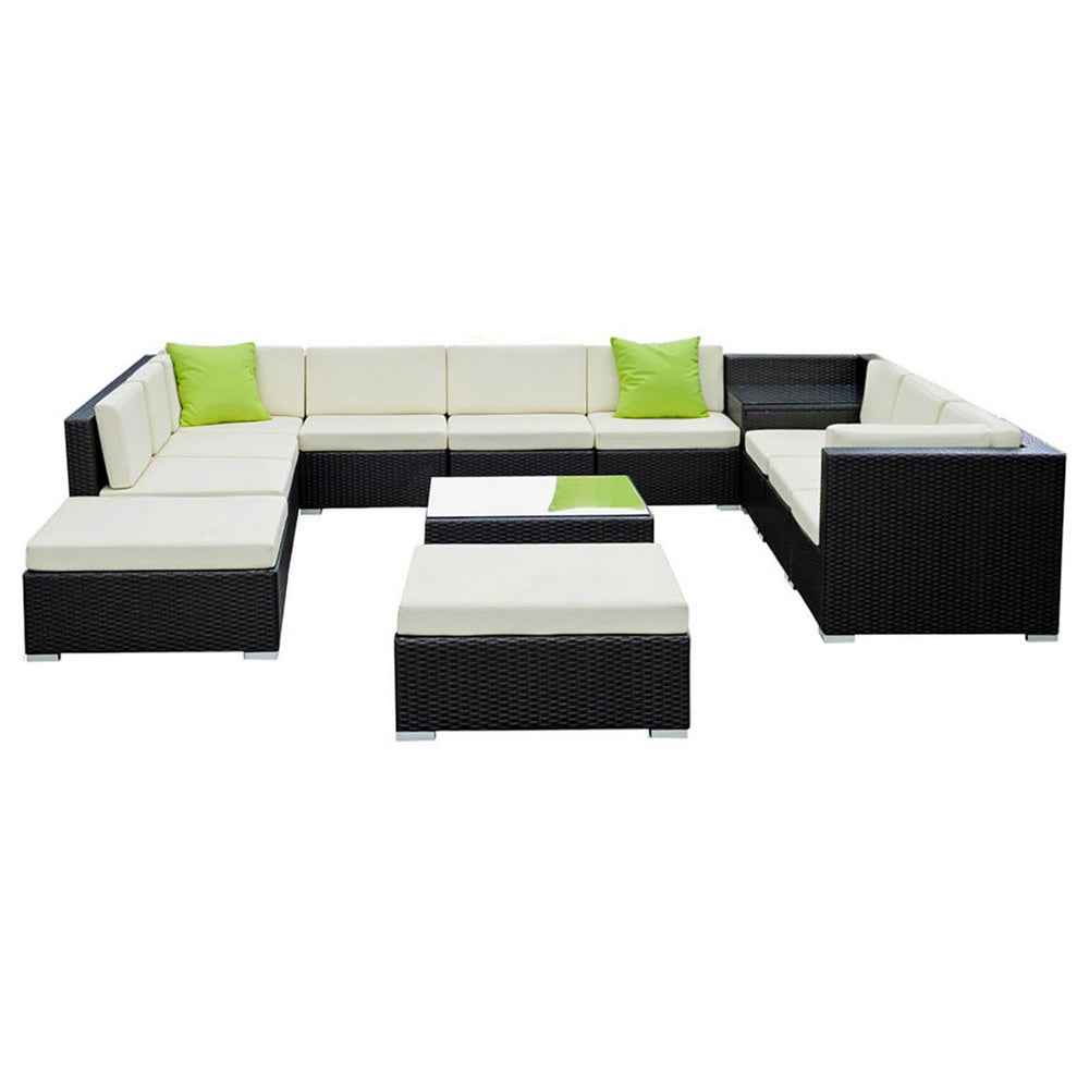 Gardeon 13PC Sofa Set with Storage Cover Outdoor Furniture Wicker